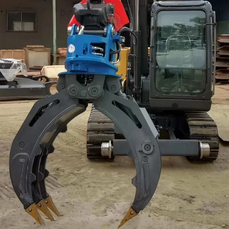 

Excavator Hydraulic Stone Rock Grapple Scrap Metal Rotatory Grab Log Wood Timber Grabbing Attachment Straw Hay Handle Equipment