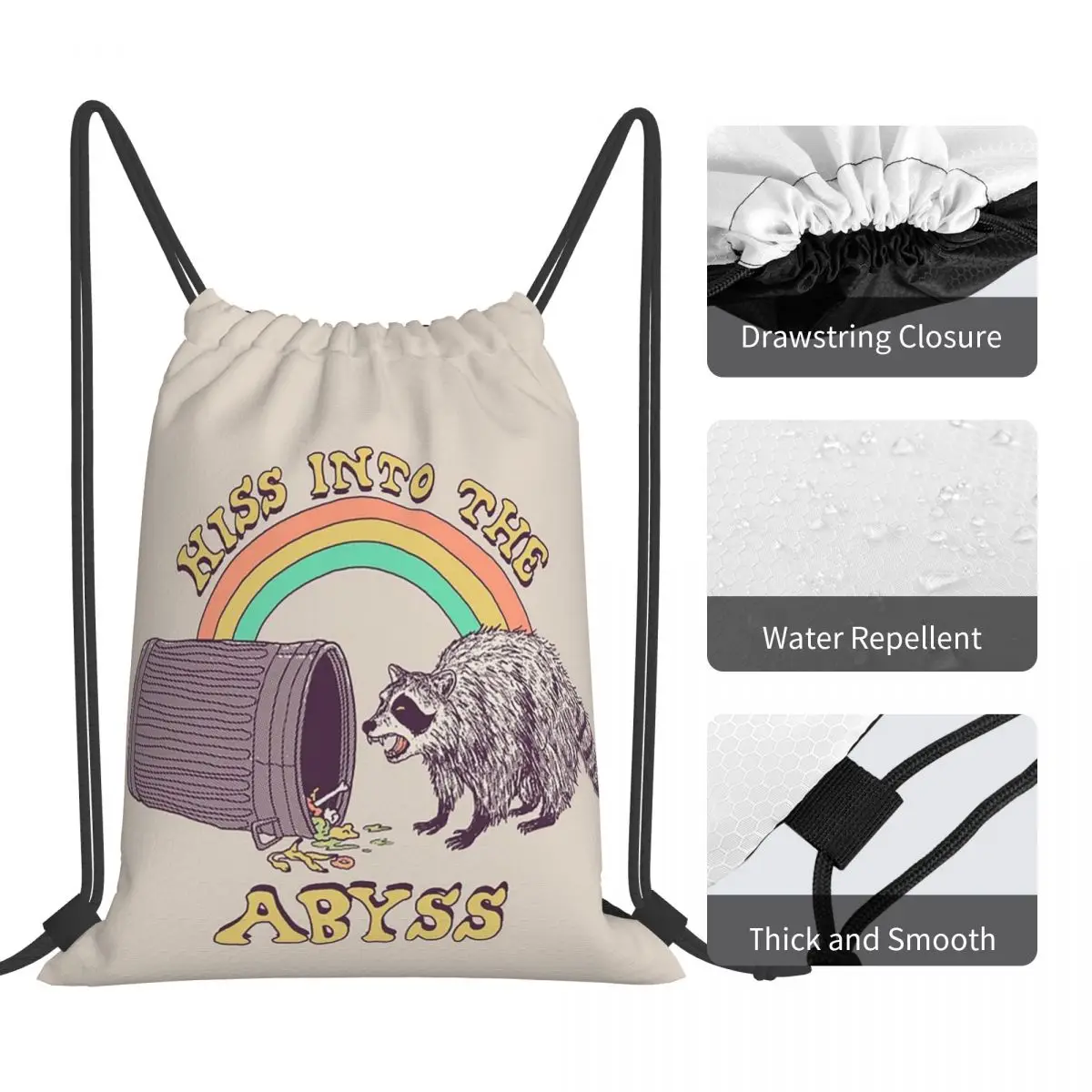 Hiss Into The Abyss バックパックカジュアルポータ​​ブル巾着バッグスポーツバッグブックバッグ男性女性学校