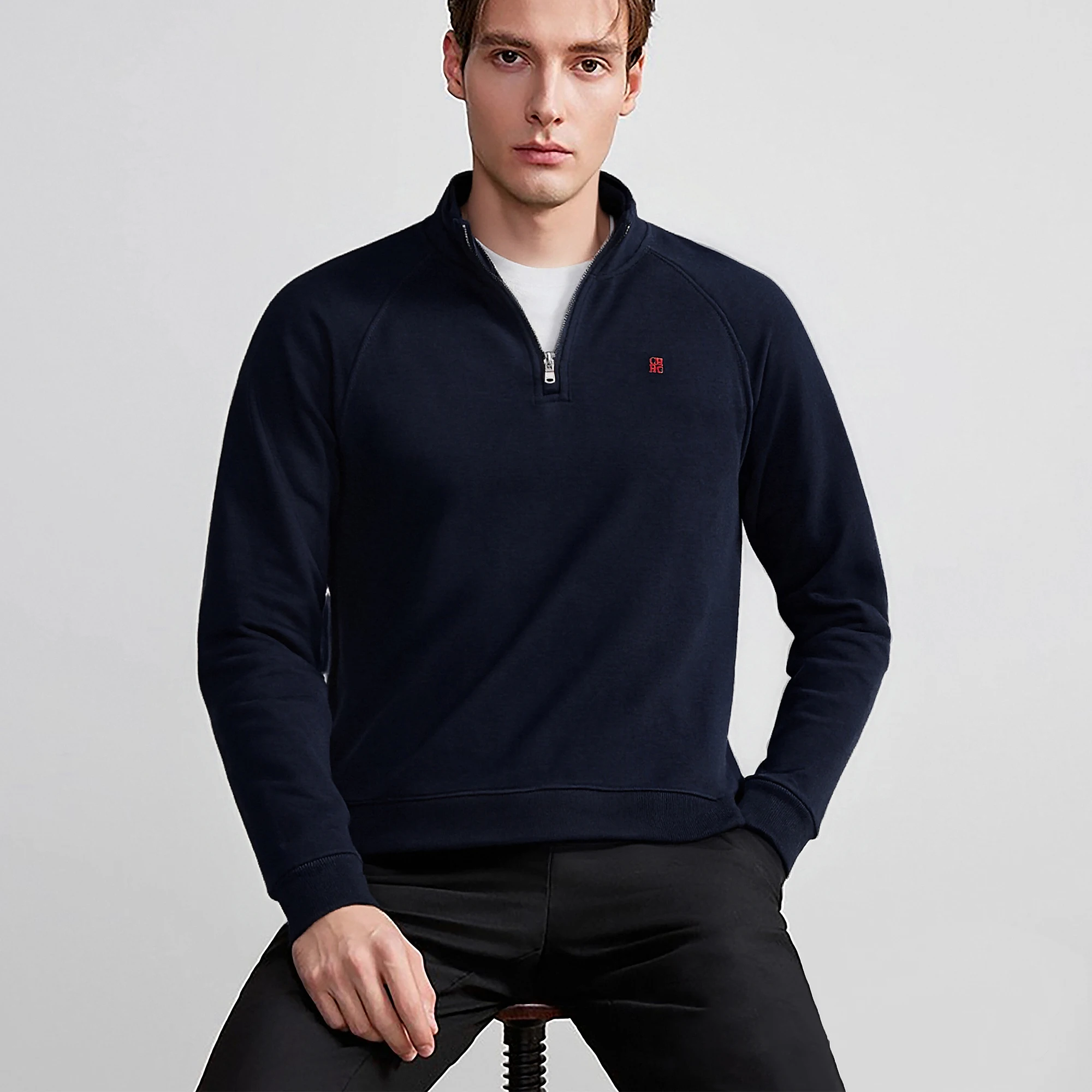 

CHCH Men's Sweatshirt Autumn Casual Half Zipper Design Men's Long Sleeved Sweatshirt Fashion Classic Versatile Men's Pullover