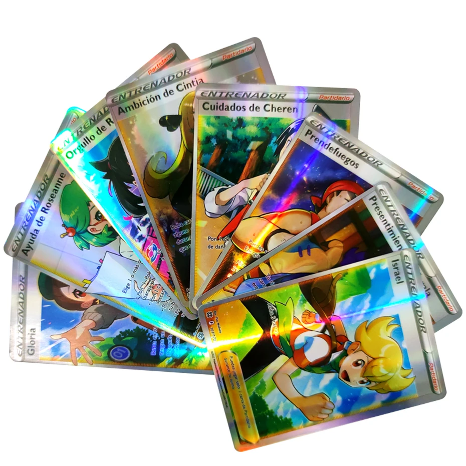 Cartas de Pokémon en Español con letras Vstar VMAX, juego de cartas holográficas brillantes, entrenador, último modelo, 2024