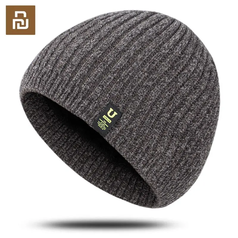 Youpin Men Knitted Hat Autumn Winter Warm Skullies Bonnet Hats Women Casual Soft Comfortable Caps Unisex Leather Lady Beanies