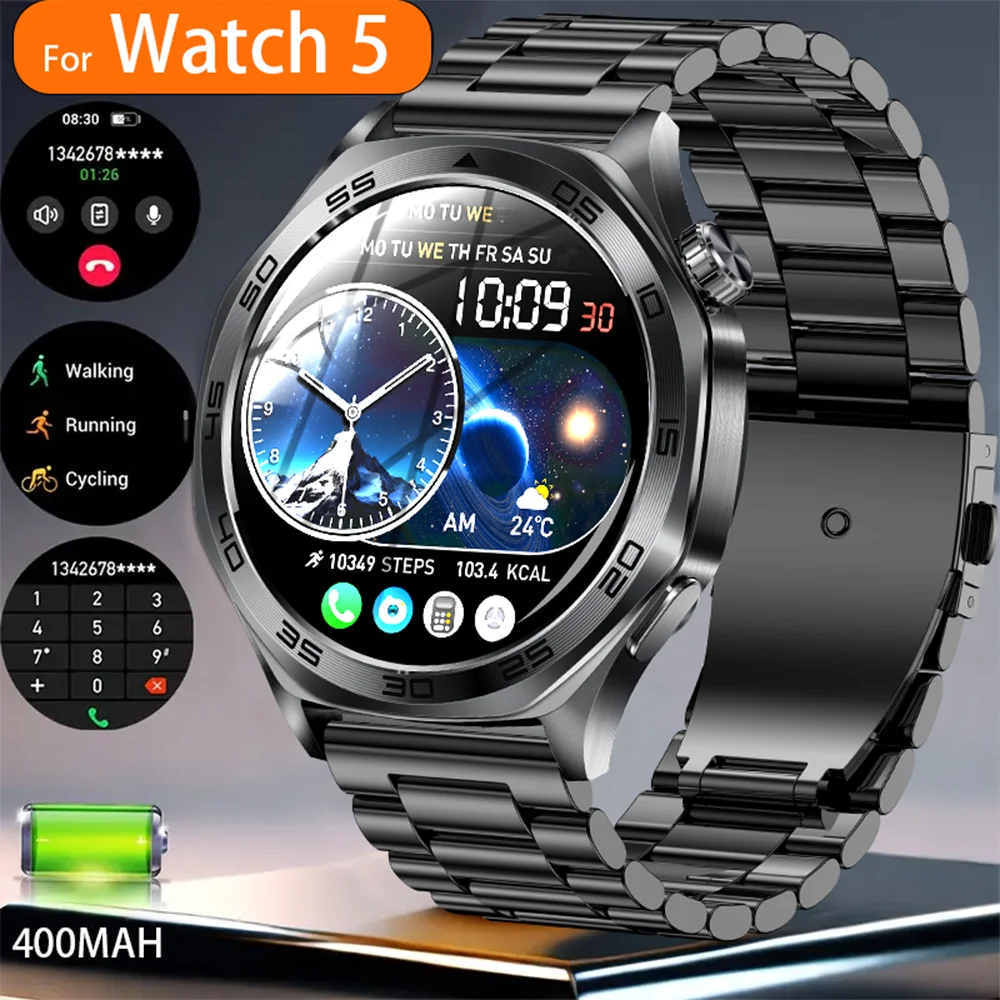 

2025 Новые уличные часы 5 Смарт-часы Мужские HD AMOLED-экран Сердечный ритм Bluetooth Talk IP68 Водонепроницаемые мужские умные часы для Android