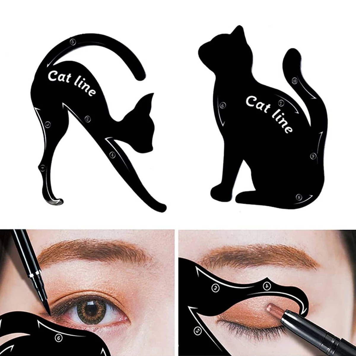 Carte eye-liner chat, outil de maquillage pour novice, modèle de maquillage multifonctionnel pour les yeux, modèle d'assistance, 2 pièces