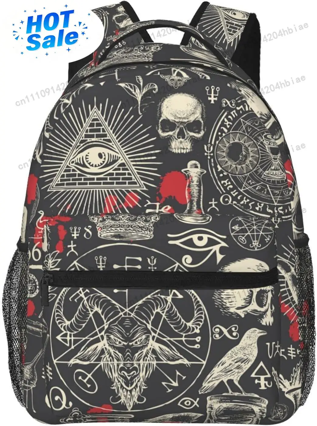 Retro Style Witchcraft Satanic Blood Stylish Casual Backpack Purse Laptop Backpacks Pockets Computer Business Travel