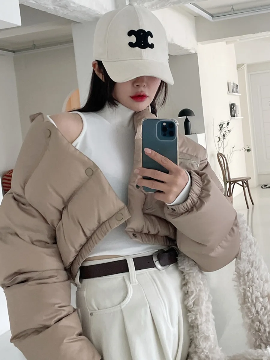 

Женское хлопковое пальто Jaet ort Puffy Thiened с воротником-стойкой, зимнее теплое пальто на молнии, свободная повседневная верхняя одежда