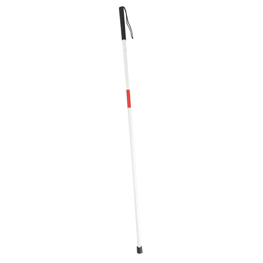Foldable White Cane for Blind Stainless Steel Four Section Reflective Walking Aid for Safe Night Travel