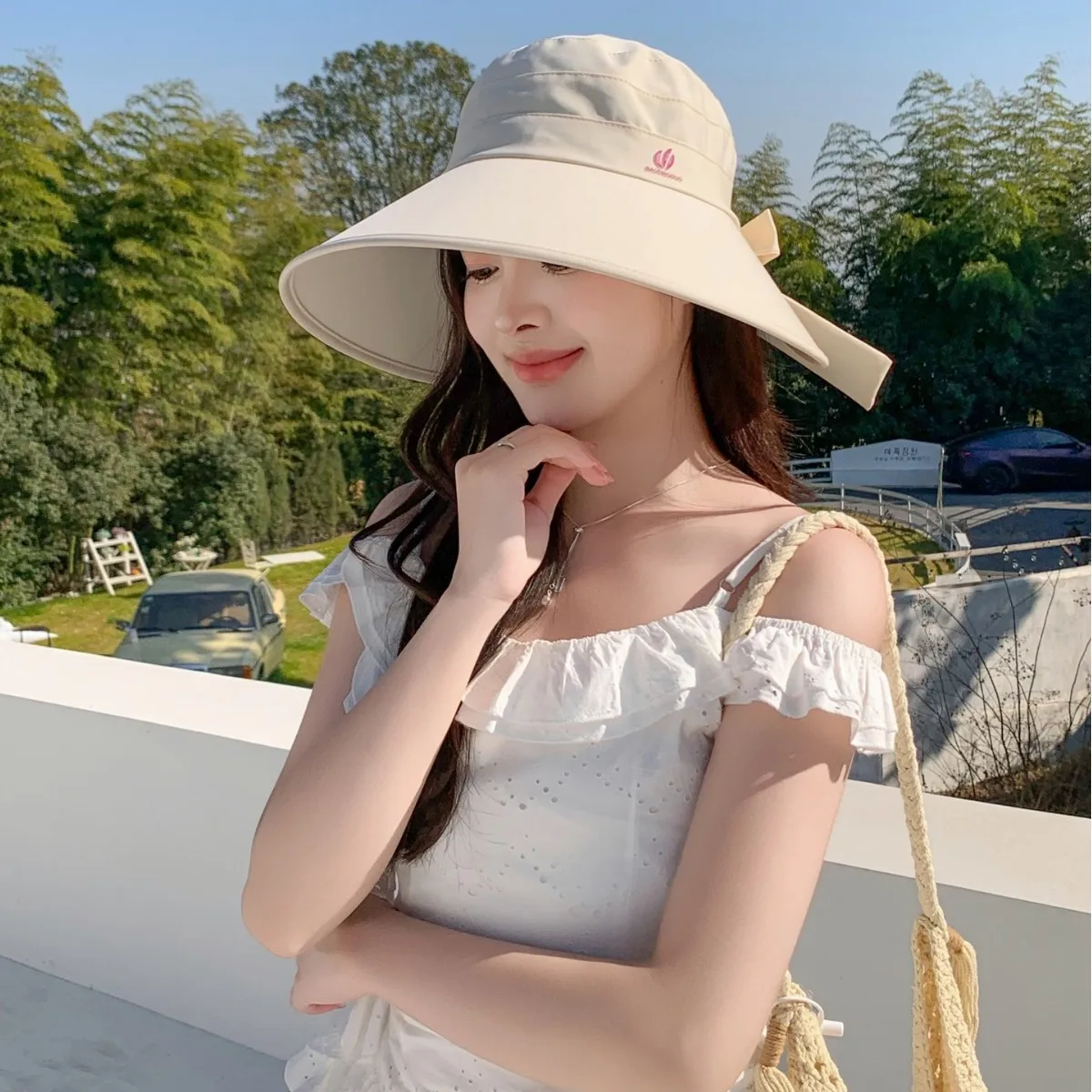 Wide Brim Hollow Sun Hat, Wrap Around UV Protection Visor Cap,Breathable Summer Hat, Large Brim Foldable Outdoor Hat for Travel