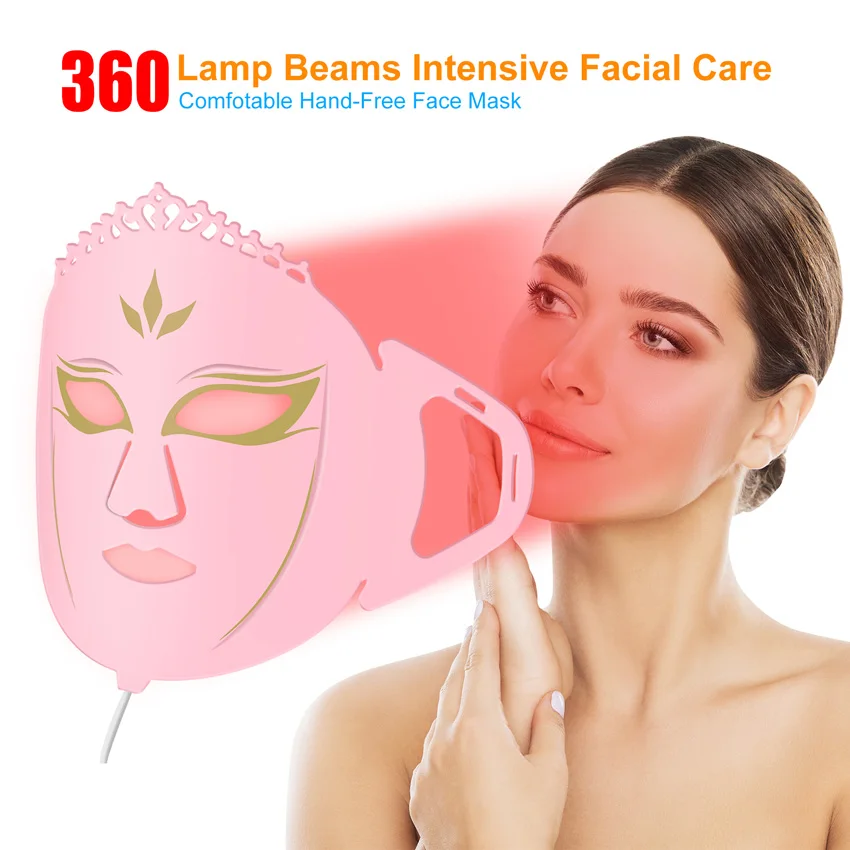 LED Red Light Therapy Face Mask, 7 cores, anti envelhecimento, cuidados com a pele, ferramenta de beleza, lâmpadas, rejuvenescimento, Photon, 360pcs