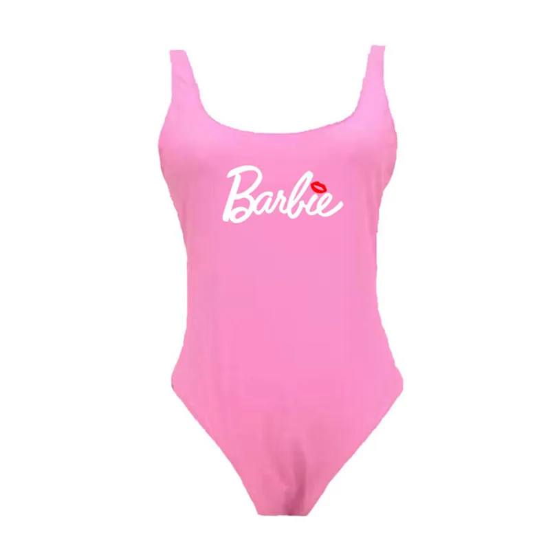 Barbie Sexy Slim Fit jednoczęściowy strój kąpielowy Cartoon Anime wszechstronny nadruk list lodowy jedwab oddychający duży rozmiar Bikini na plażę