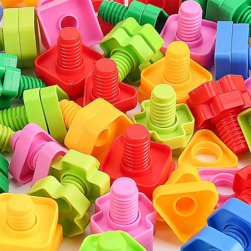 10/20-teiliges Set aus Kunststoff-Montageschrauben-Bausteinen für Kinder, Montessori-Lernspielzeug zur Form- und Farberkennung