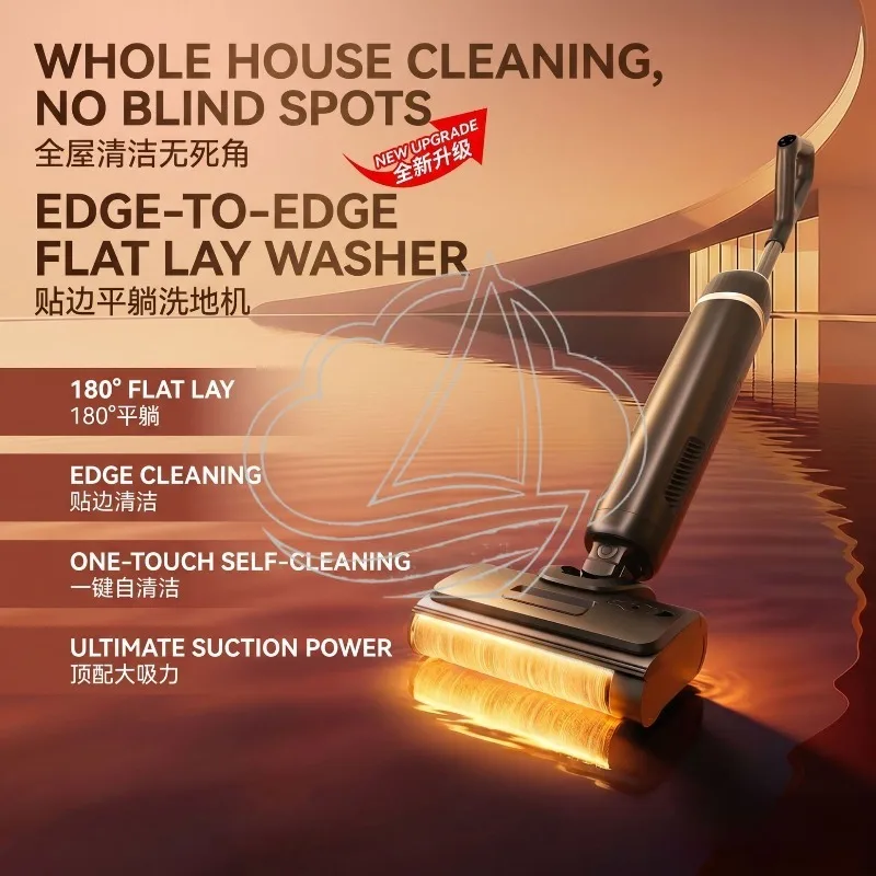 Cordless 3-in-1 Floor Washer Vacuum Mop All-in-One Machine Self-Cleaning Household Sweeping Mopping Device