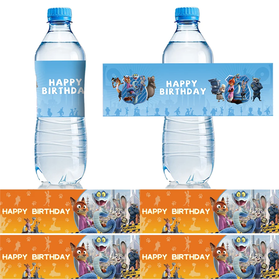 

Hot Zootopia Water Bottle Label Birthday Party Decoration Supplies Children’s Waterproof Water Bottle Sticker Christmas Gifts