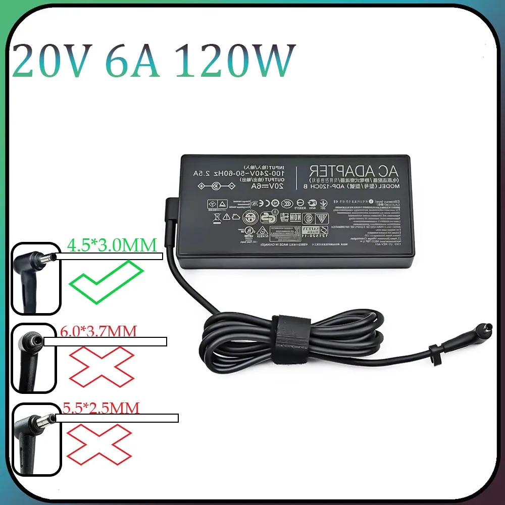 

Адаптер питания 20В 6А 120Вт 4.5X3.0мм PA-1121-22 для ноутбуков MSI / ASUS UX534F M7400Q YX570U YX570Z UX501J U5500V