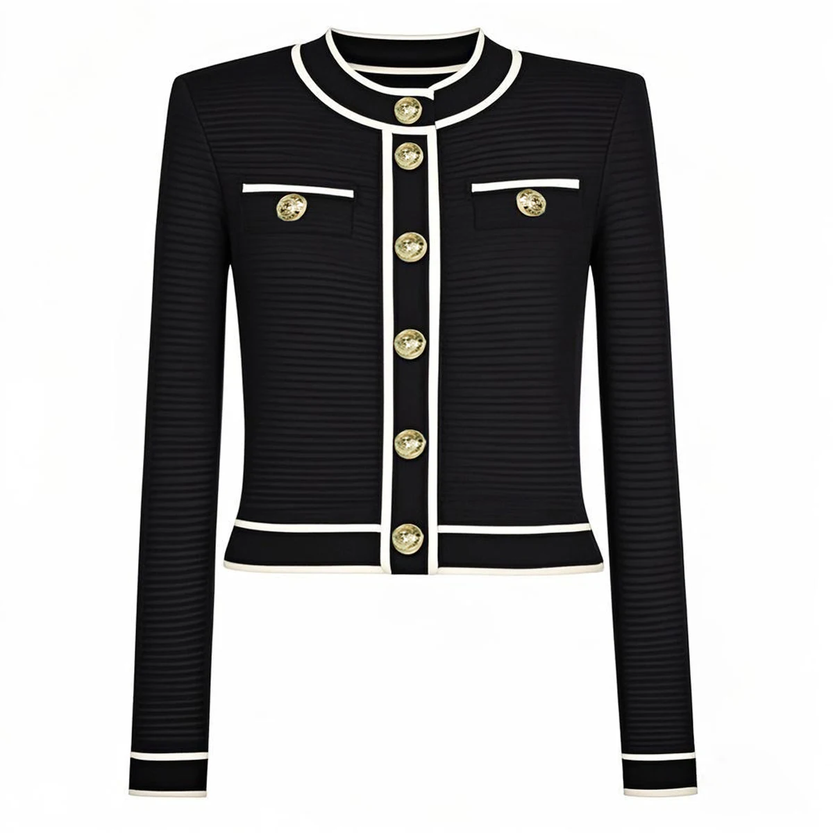 

High End Spring And Autumn New High-Quality Knitted Sweater Long Sleeved Round Neck Patchwork Cardigan Knitted Top Jacket