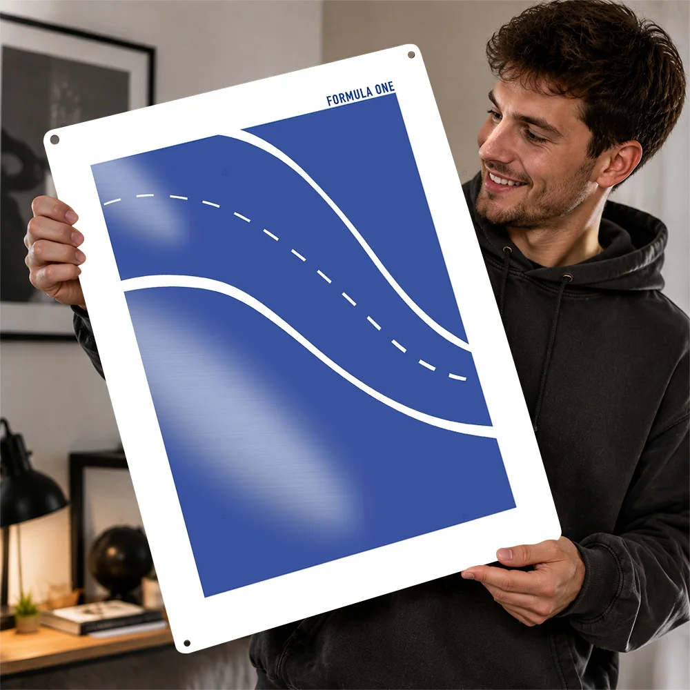 Formula One Racing Track Printed Poster Customized Aluminum Metal Sign Bold Off Road Competition Wall Art Ideal In Sports Bars