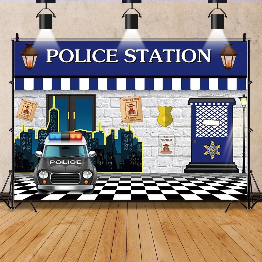 Police Themed Photography Background Policeman Police Child Cool Boy Birthday Party Decorations Backdrop Photo Studio Props