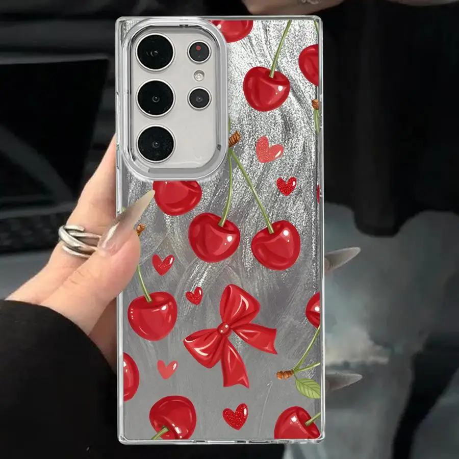 Custodia con motivo fragola stampata a fumetti per Samsung Galaxy S25 Ultra S23 S21 S21+ S20 FE S22 Plus S24Ultra S20 FE Nero morbido