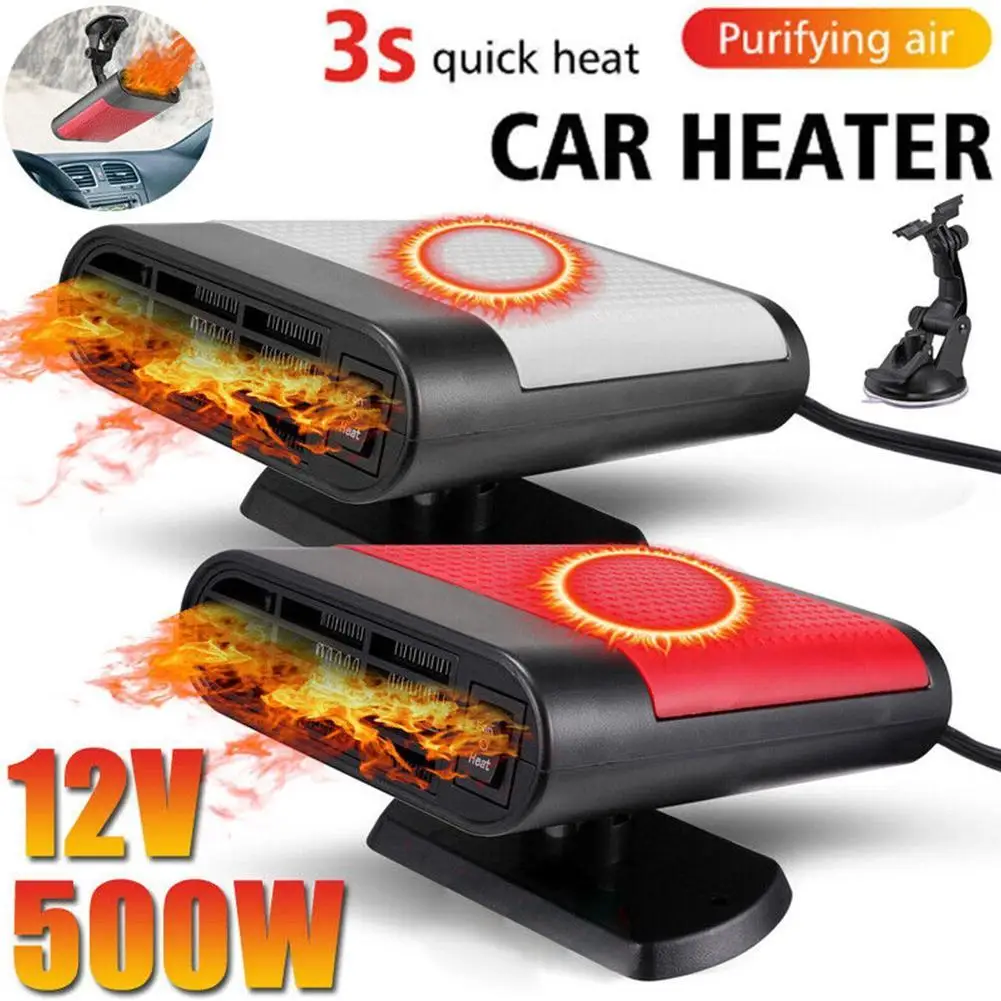 

12/24V Car Electric Heater Fan 360 Rotating Windscreen Defroster Demister Auto Windshield Defroster Car Anti-Fog Heater