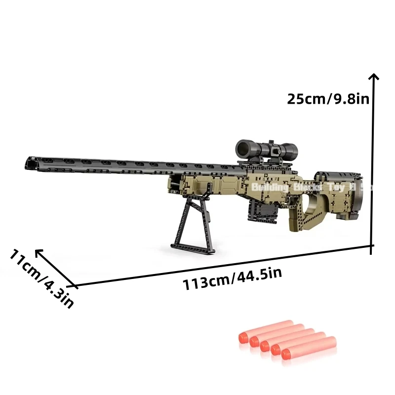 978개 시티 테크니컬 폴리스 밀리터리 무기 저격총 블록 AWM 어설트 라이플 브릭 장난감 어린이 크리스마스 선물