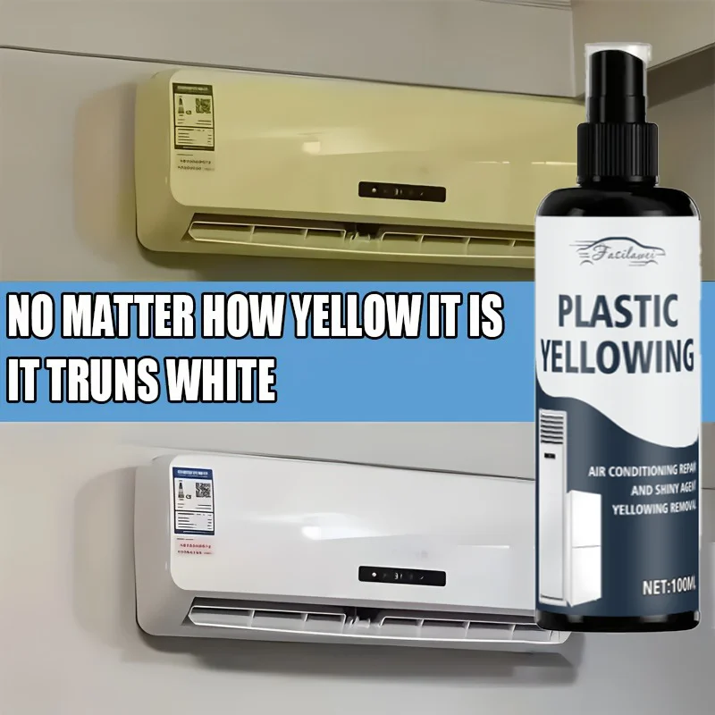 Rapid-Acting Plastic Yellowing Remover Spray - Powerful Formula for Air Conditioners, Car Headlights, and Plastic Panels - Safe