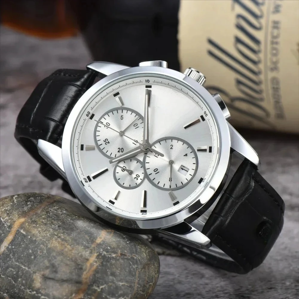 Mode vrije tijd herenpolshorloge professionele luchtvaart chronograaf luxe datumweergave quartz uurwerk zakelijk merkhorloge