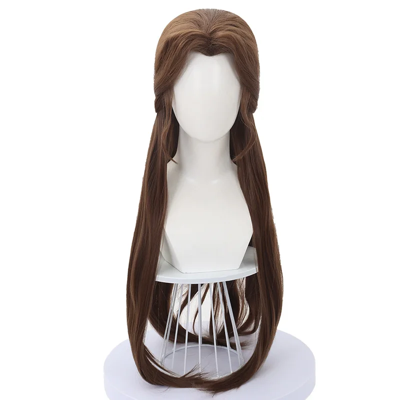 شعر مستعار اصطناعي طويل مستقيم الجزء الأوسط بني فاتح للحفلات التنكرية شعر مقاوم للحرارة للنساء للارتداء اليومي