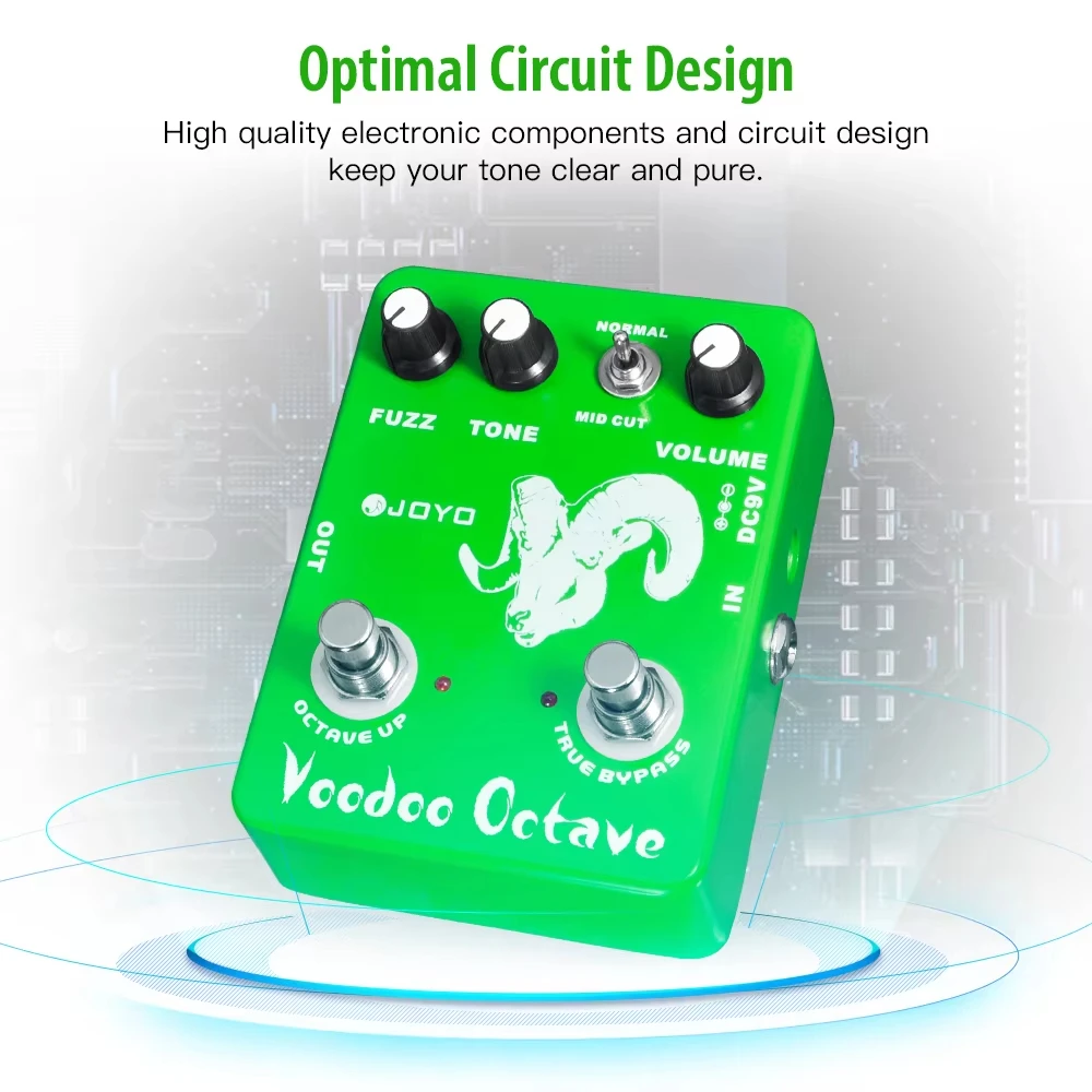 JOYO JF-12 Voodoo Octave Fuzz Guitar Effect Pedal Both Distortion and Octave Effect True Bypass Electric Guitar Bass Pedal