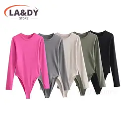 2024 New Long Sleeve Skinny Fit T-Shirt Women Casual O Neck Solid Basic Tees Tops Female