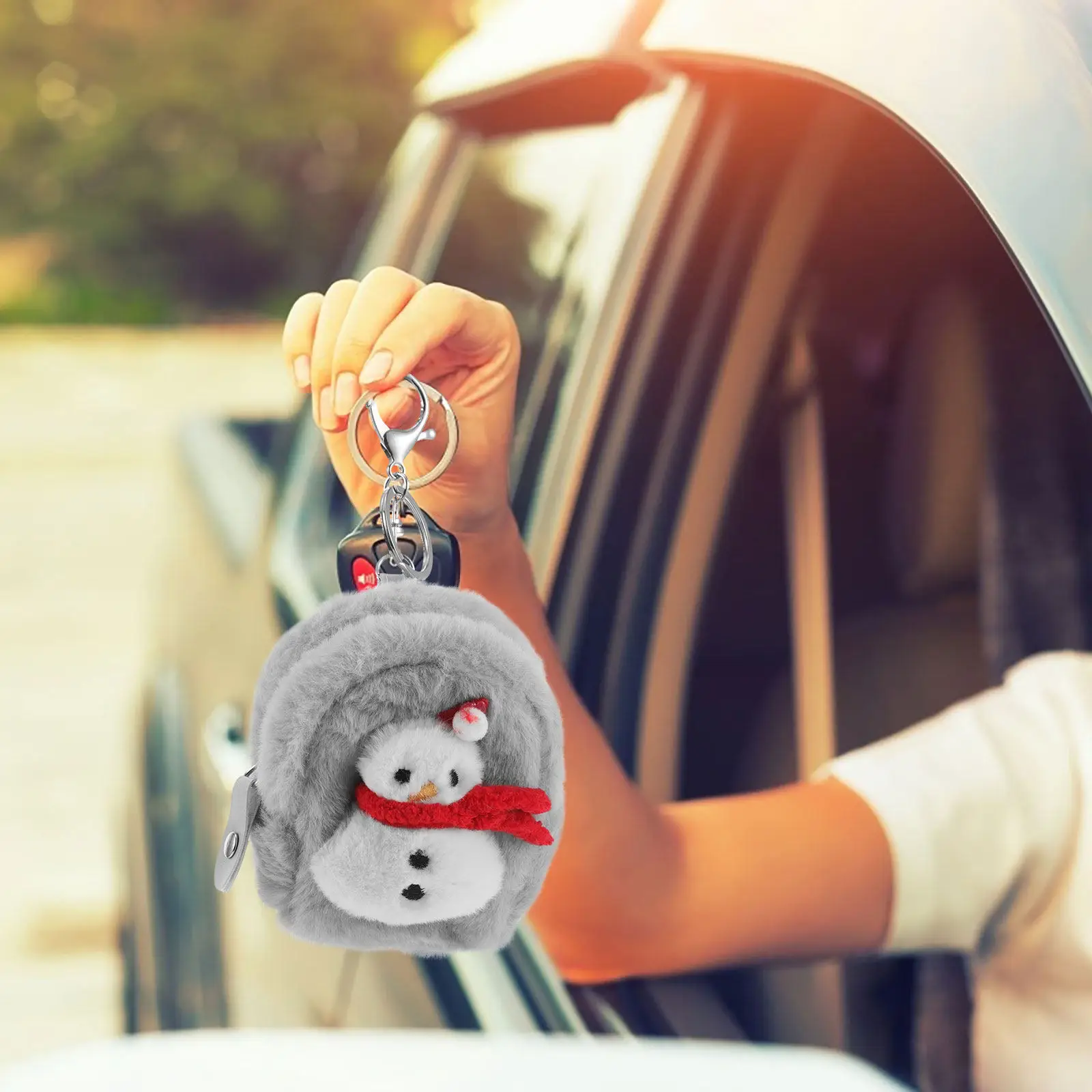 

Snowman Mini Keychain Pouch Gray Cute Coin Purse Earphone Organizer Small Cute Wallet Kawaii Keychain Bag for Women