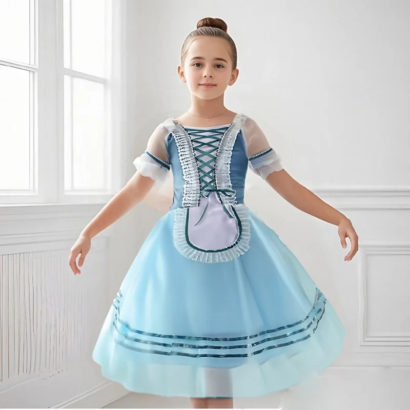 Blaues romantisches Tutu Schwanentanz Performance Kostüme Kinder Giselle Ballerina Kleid für Frau