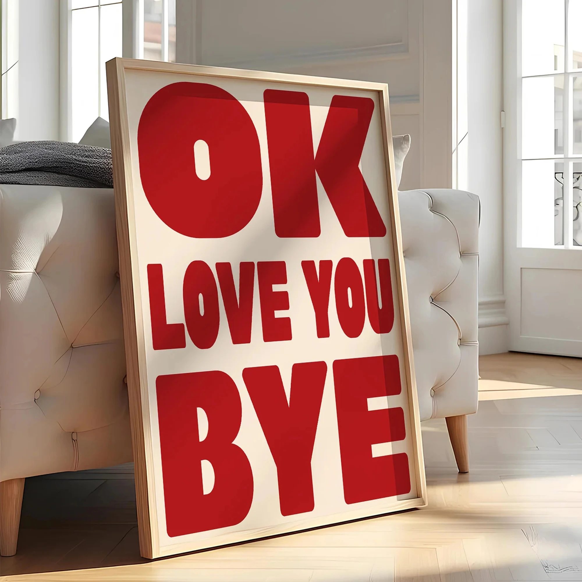 Modern Red OK Love You Bye Wall Art Print Canvas Painting Poster Picture For Living Room,Bedroom Home Decor