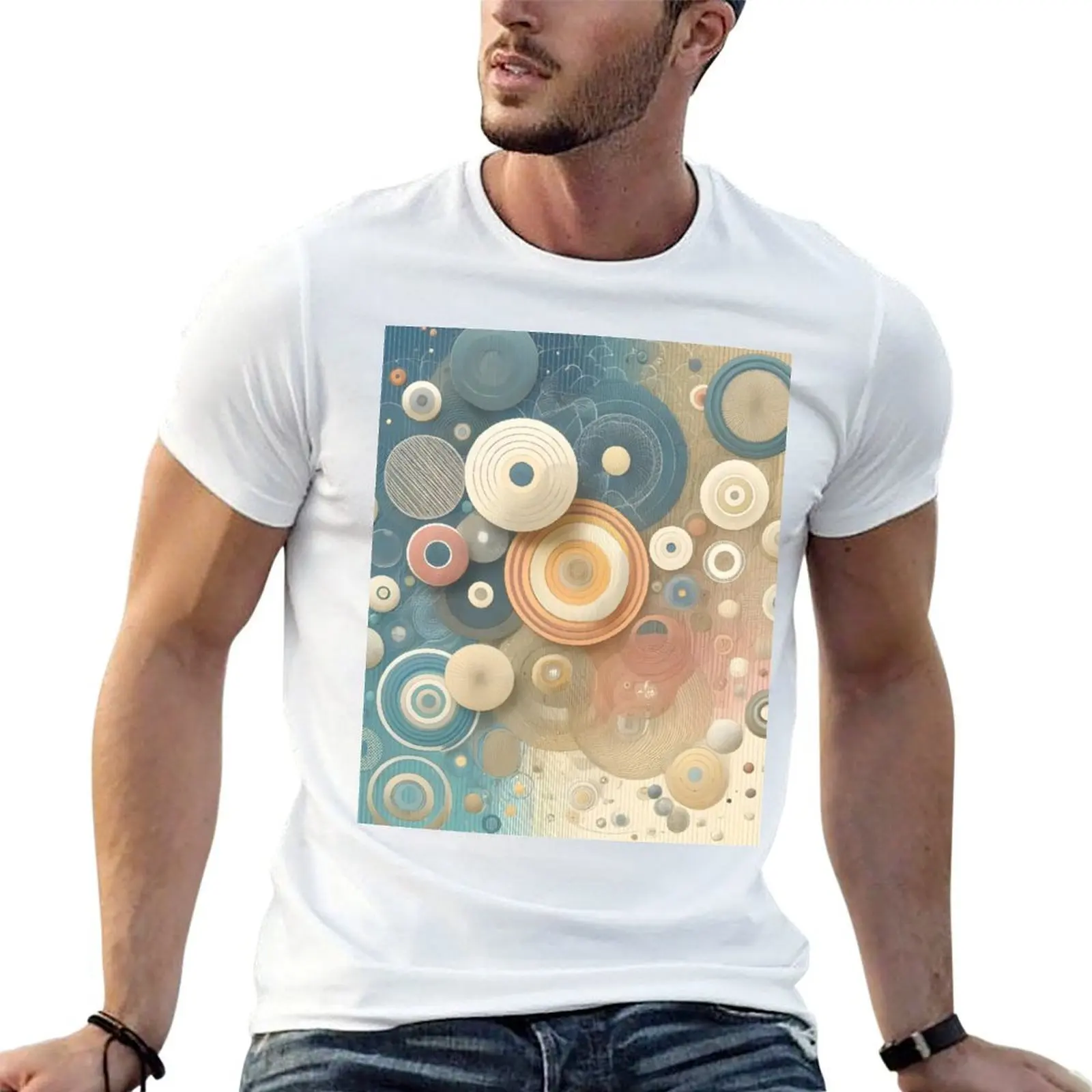 Serene Pastel Circles Art - Calming Geometric Wall Decor T-Shirt topping baggy shirts plus size men clothing