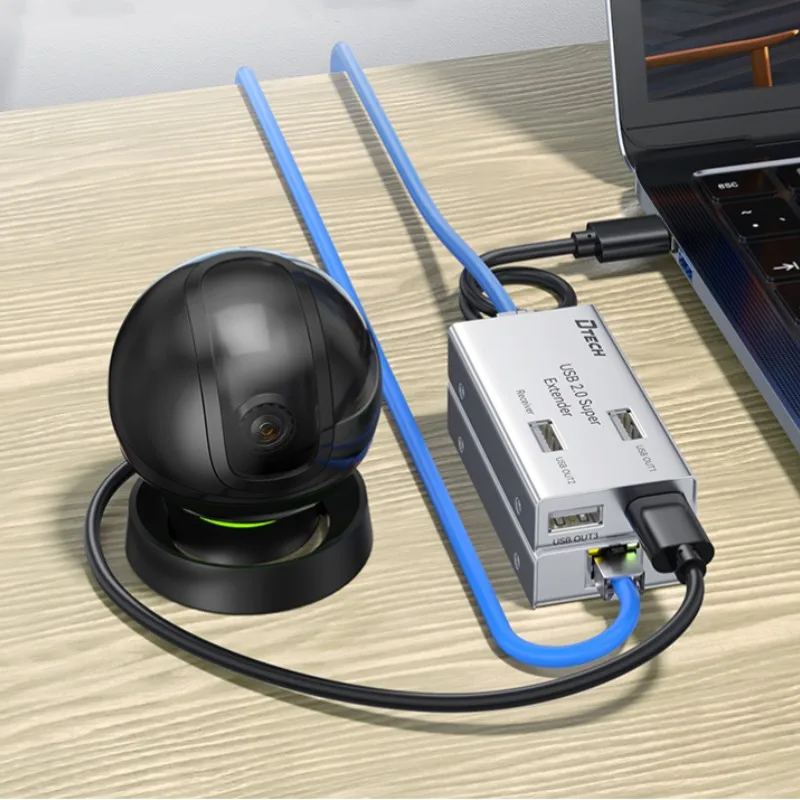 DTECH Hot Selling USB 2.0 Extender Via Cat5e/6e Cable up to 50m with 4ports Output for Audio and Video Equipments