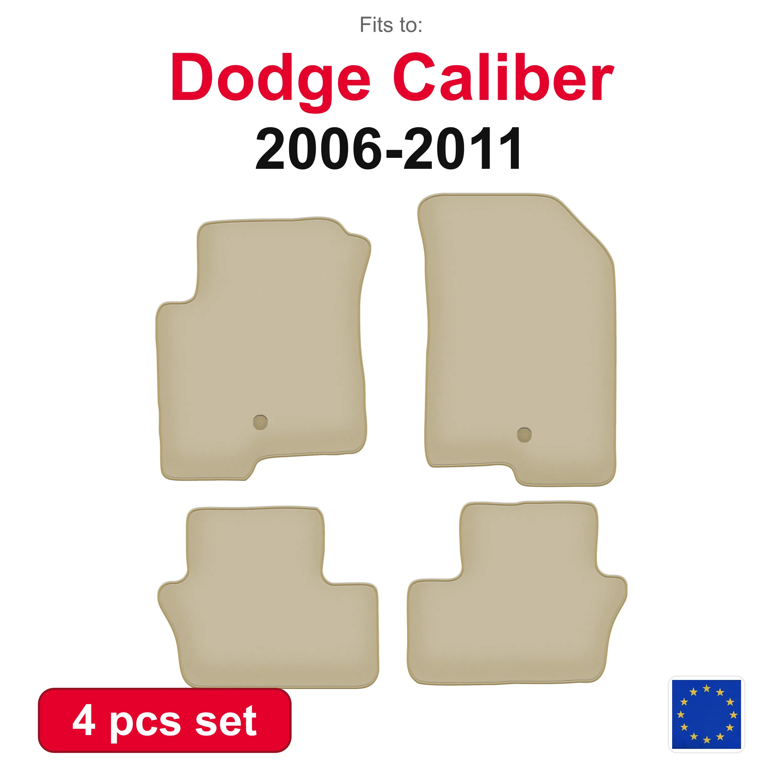 PREMIUM-Velours-Autofußmatten für Dodge Caliber Schrägheck (2006-2011) – beige, passgenau (4-teilig), passgenaues Autofußmatten-Set