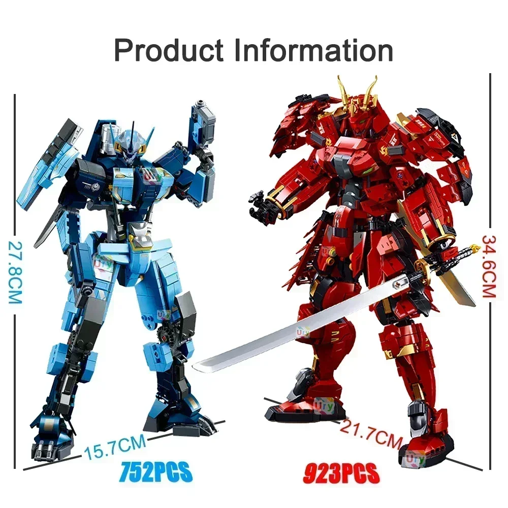 2023 Sluban Armored Red Samurai Robot Mech Classic Model DIY Action Figure Building Blocks Sets 1183 Toys for Boys Gifts