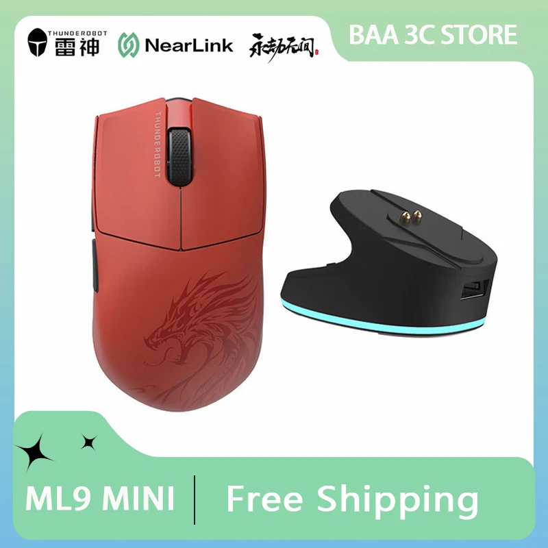 ThundeRobot ML9 MINI Gaming Mouse Tri-mode 2.4G Wireless PAW3950Pro 8K Returns Lightweight Ergonomic Esports Gaming Mouse