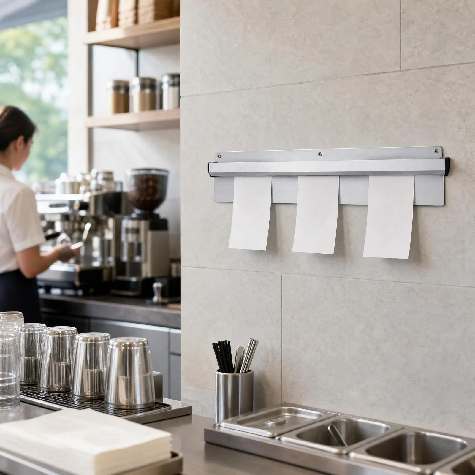 Kitchen Wall Menu Clip Aluminum Alloy Ticket Rail for Restaurant Service Order Paper Holder