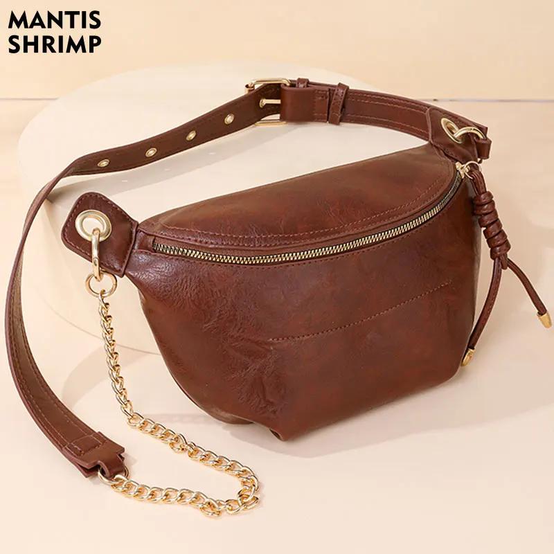 

Women Bag Chest Crossbody Bag Soft PU Leather Shoulder Bag Messenger Bag Pack for Travel Wallet Chain Bag All Match High Quality