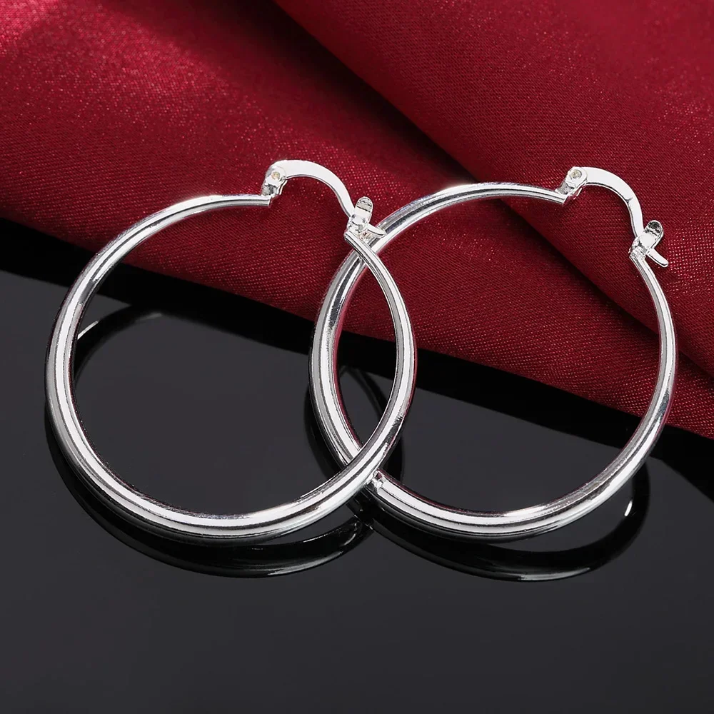 Hot fine 925 Sterling silver 4cm circle hoop Earrings for Women Special offer Fashion Jewelry Christmas Gifts Wedding party