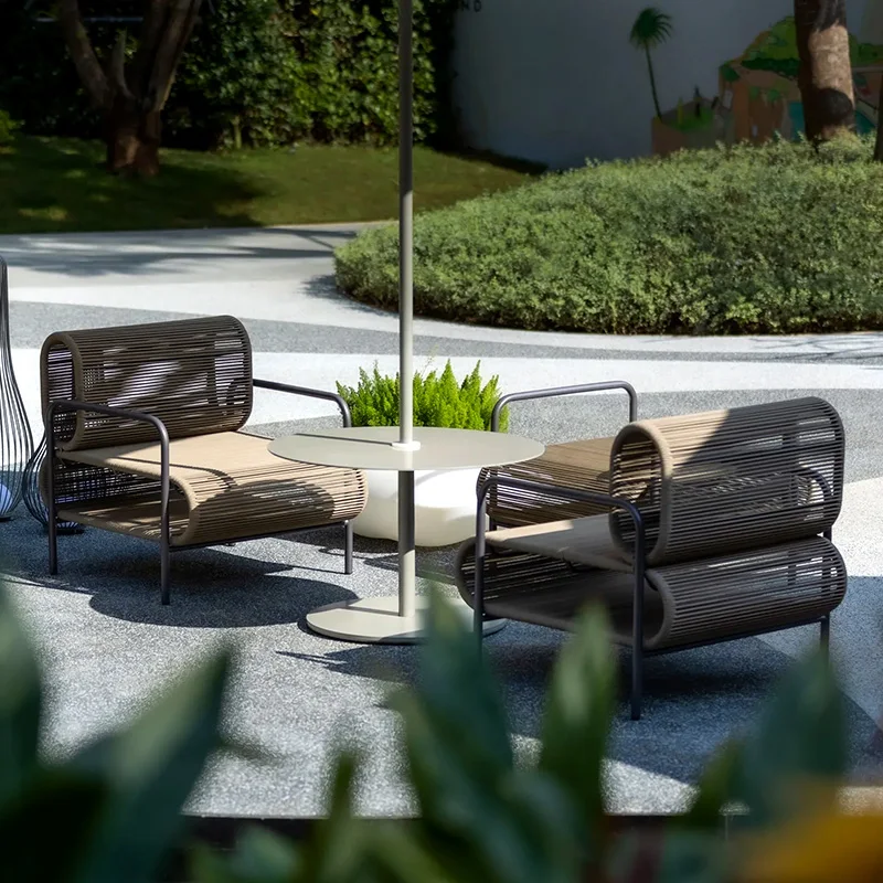 

Garden outdoor sofa rattan chair single pedal teak waterproof homestay sales department with tables and chairs parasol