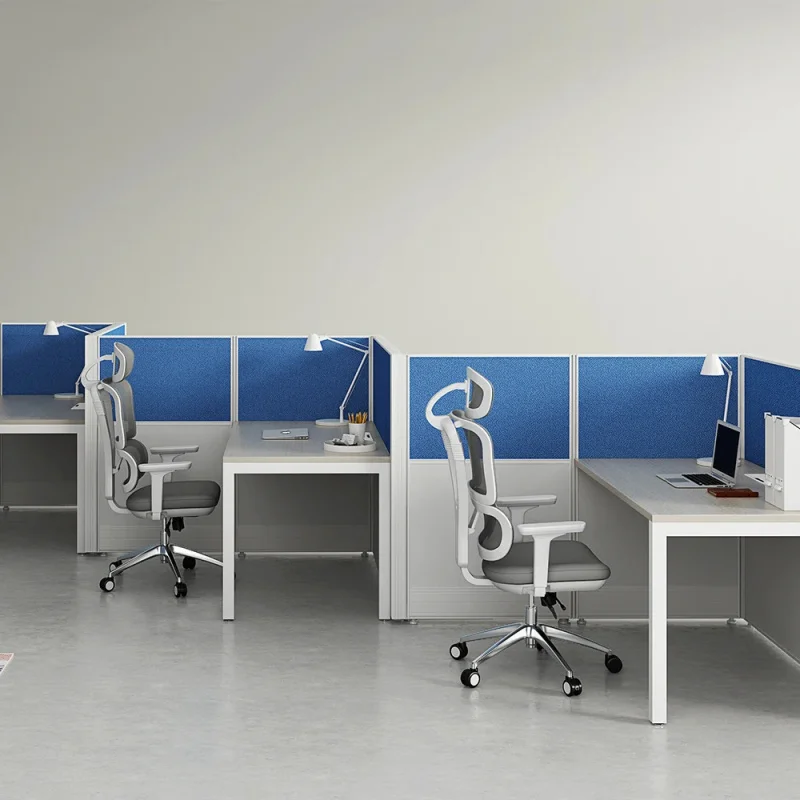 custom.Modern 3-Person Office Cubicle Workstation with Desk & Privacy Screen