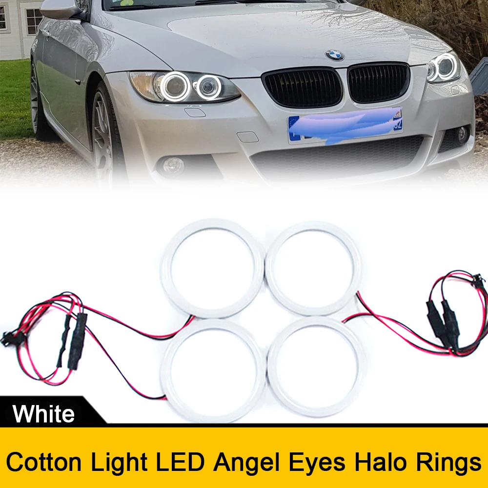 1 set White Amber Halo Ring LED Angel Eyes Cotton Lights For BMW E92 E92 E90 E93 E90 M3 E81 E82 Car Headlight Accessories Canbus