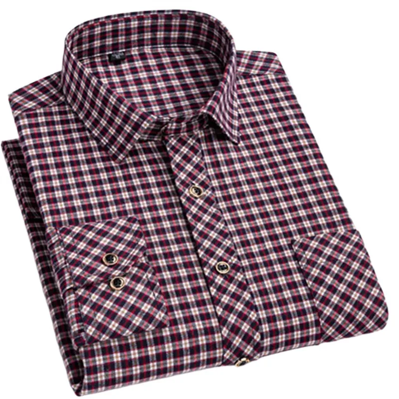 Herren Frühling und Herbst Hemden lässig Langarm Plaid neue Mode Slim Fit Knopf Baumwolle Komfort Business formelle Kleidung