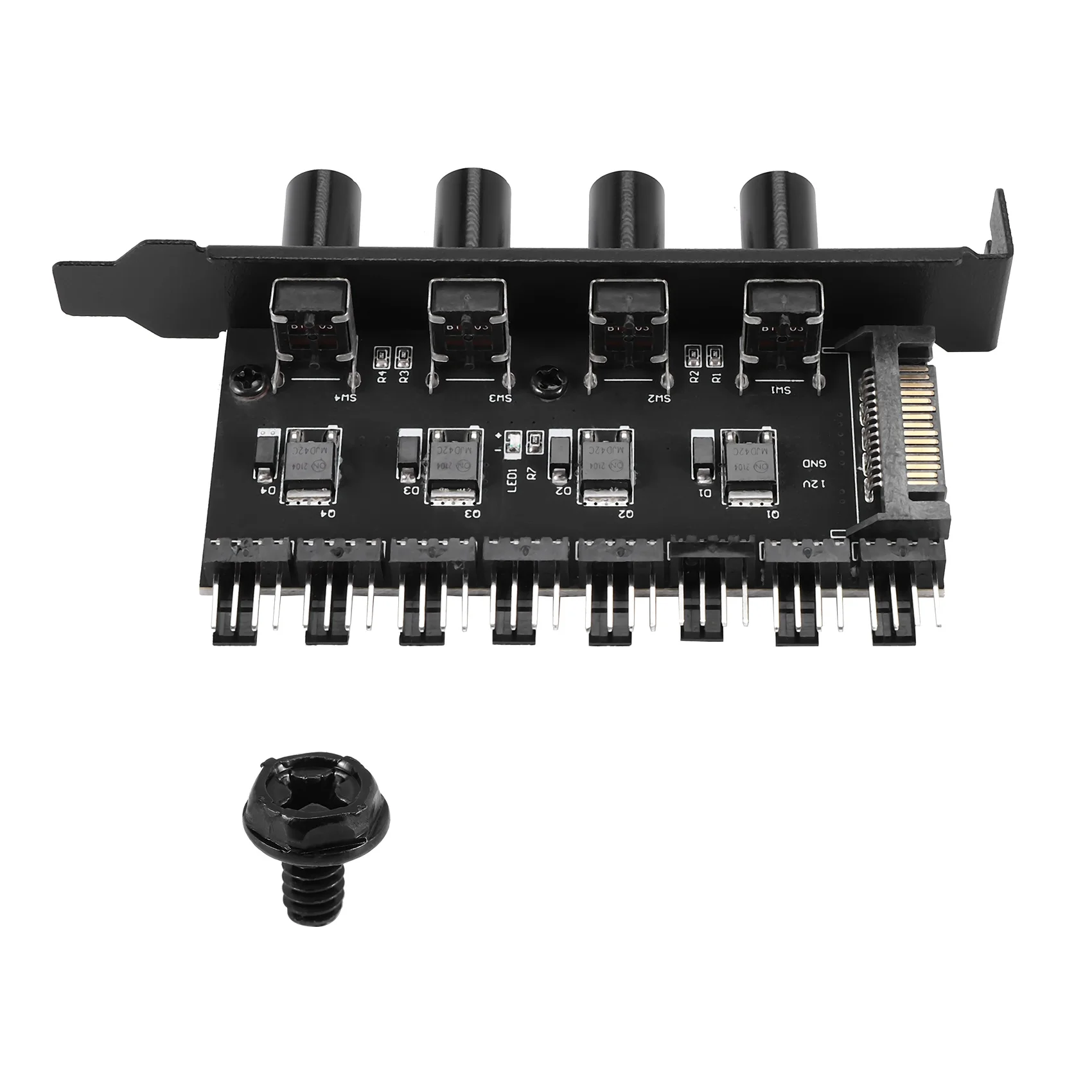 Leading-Pc 8 Channels Fan Hub 4 Knob Cooling Fan Speed Controller For Cpu Case Hdd Vga Pwm Fan Pci Bracket Power By 12V Fan Cont
