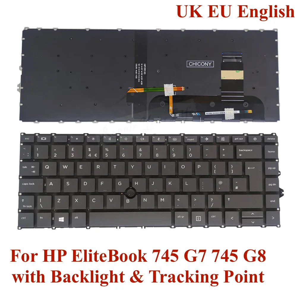 

745G7 Spanish UK English Brazil Backlit Keyboard for HP EliteBook 745 G7 745 G8 M07089 M07090 M07091-001 pt-br SP ES Latin New