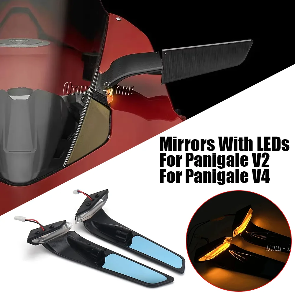 Motorcycle Rearview Mirrors with LED Rotating Adjustable Wing Mirrors For Ducati Panigale V2 2020 - 2023 PANIGALE V4 2019 - 2022