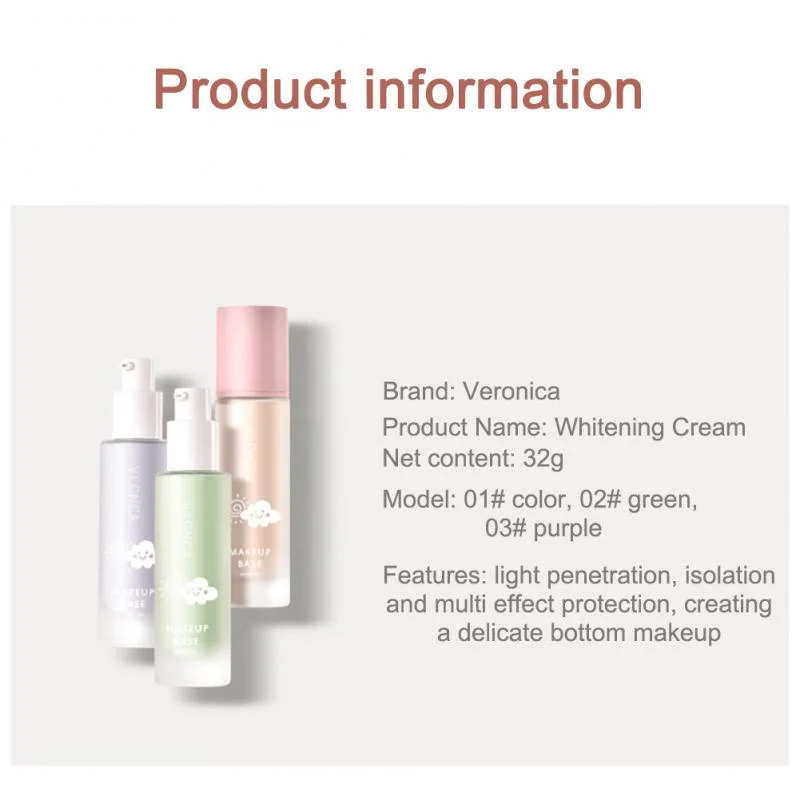 3-color Primer Lotion Makeup Base Light Liquid Primer Skin Color Bright Moisturizing Cosmetics Isolation Cream