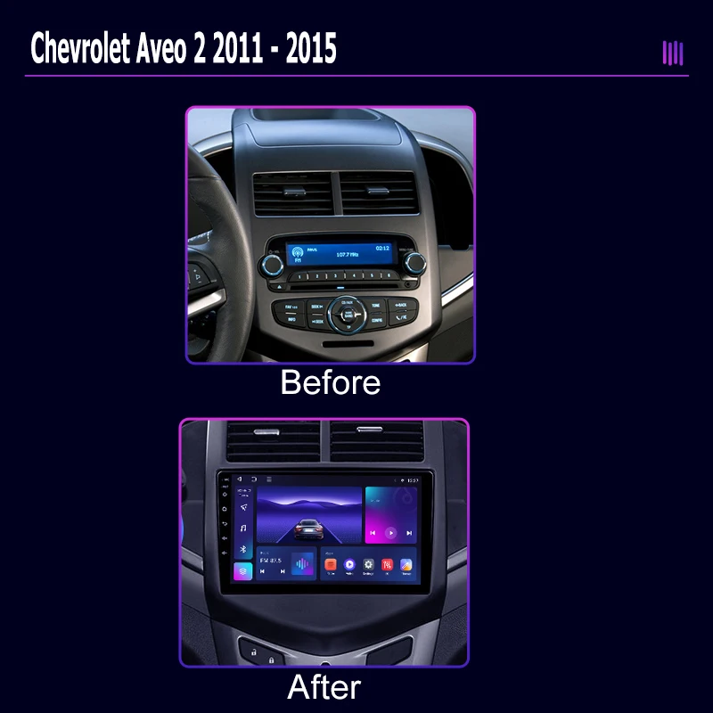 roadivox Android Car Radio for Chevrolet Aveo 2 2011 - 2015 GPS Navigation Video Stereo Screen Multimedia Player Carplay 4G