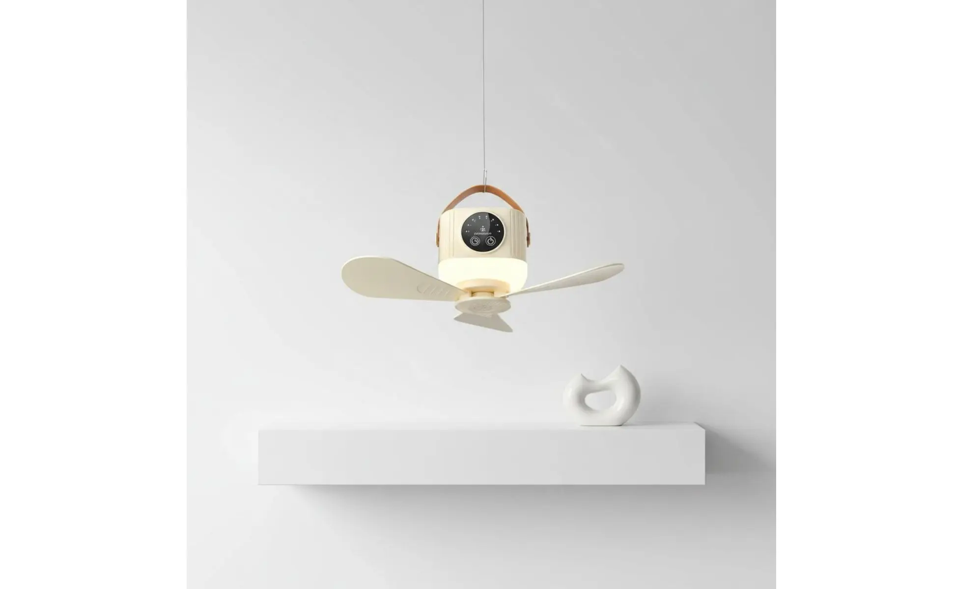 Mini Ceiling Fan with Light Adjustable Speed Rechargeable Hanging Fan Air Mover 4 Speeds Timer Function for Bedside, Dorm Room