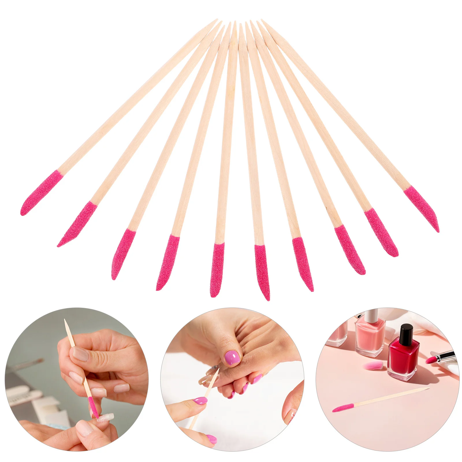 

50Pcs Nail Sanding Sticks Double-Ended Wooden Cuticle Pushers Nail Sticks Manicure Pedicure DIY Polishing Tools